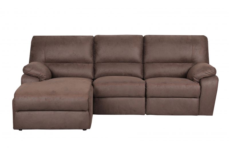 2 Seater Manual Recliner Fabric Sofa with Chaise - Glenora